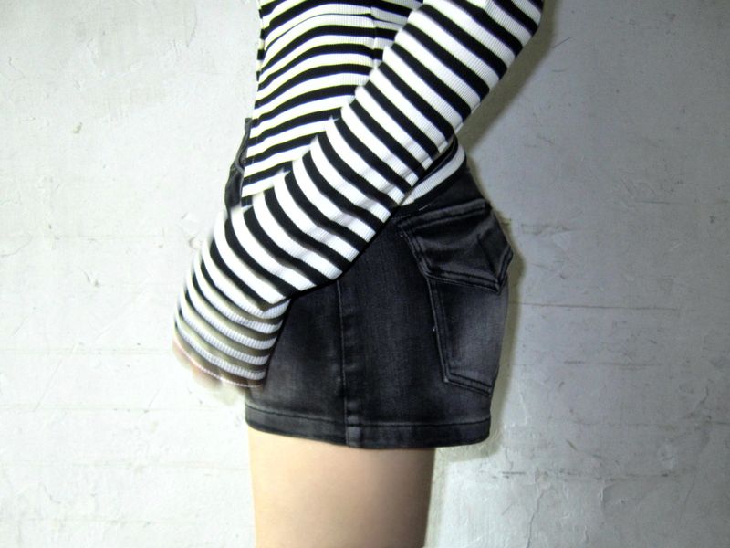 Vintage zip short denim-PT