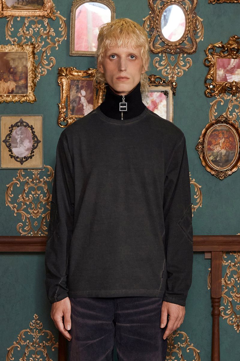 UNALLOYED（アナロイド）の「DYED ARGYLE LONG SLEEVE T SHIRT / CHARCOAL（Tops）」