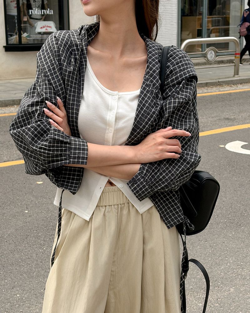 Robve hood check shirt