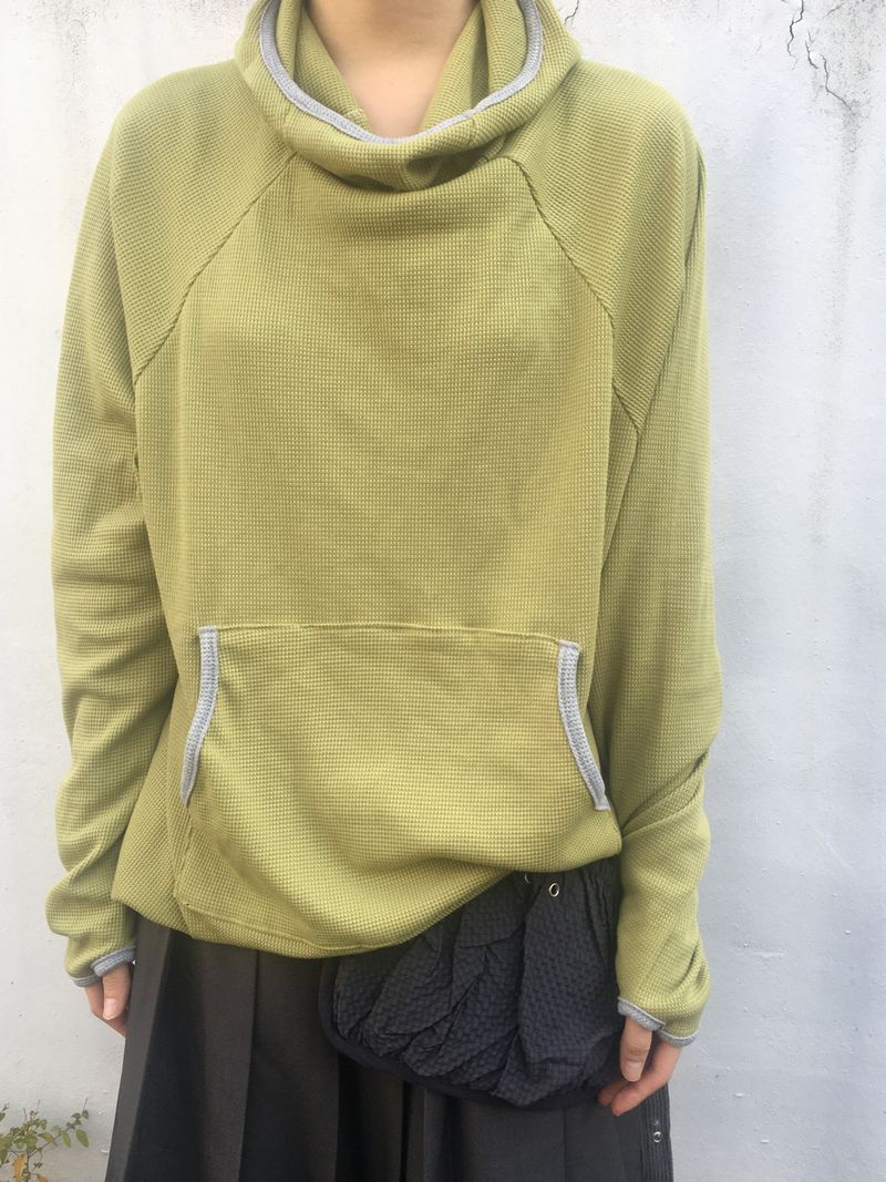 highneck loose waffle hood