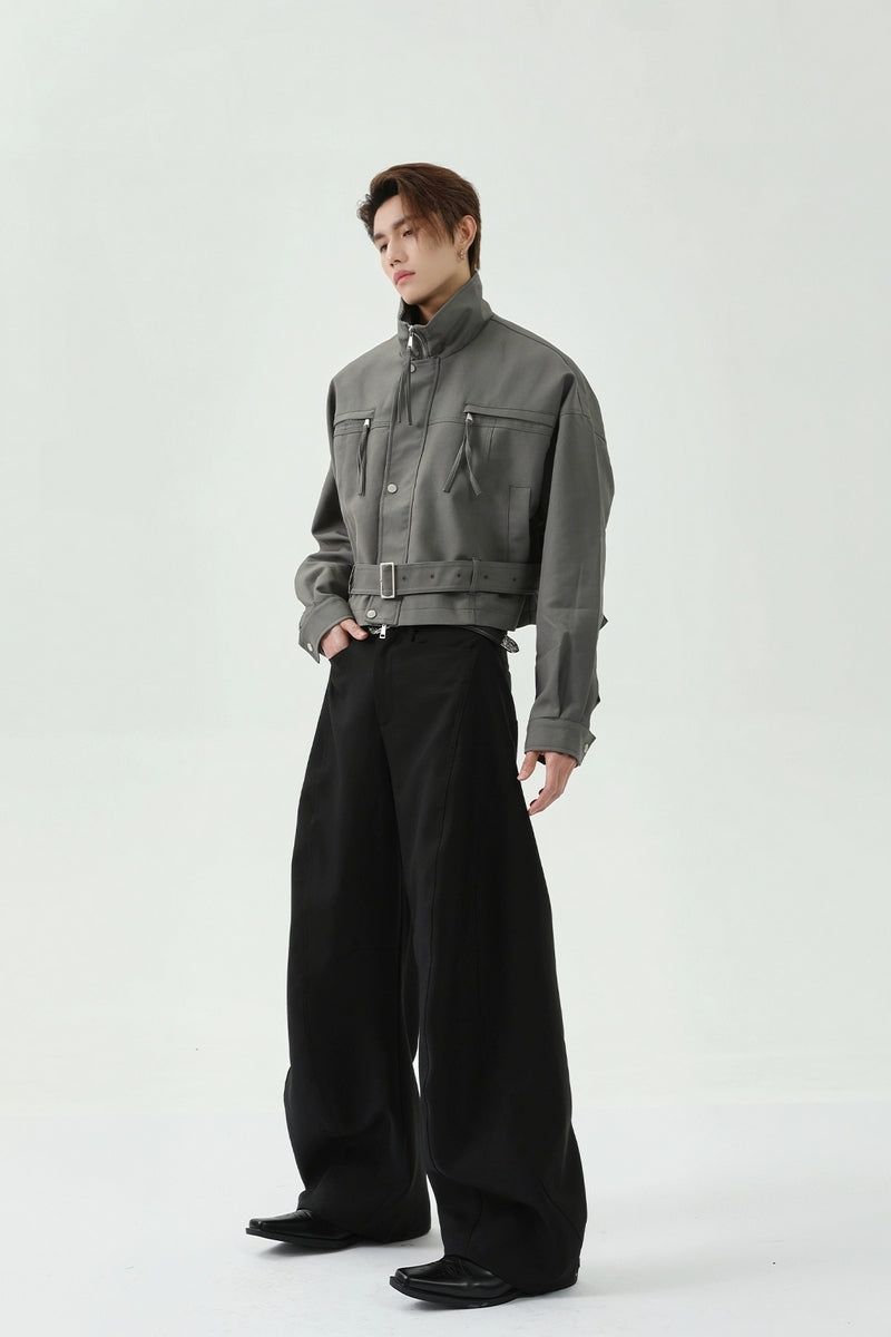 Structured Tie Detail Cropped Jacket