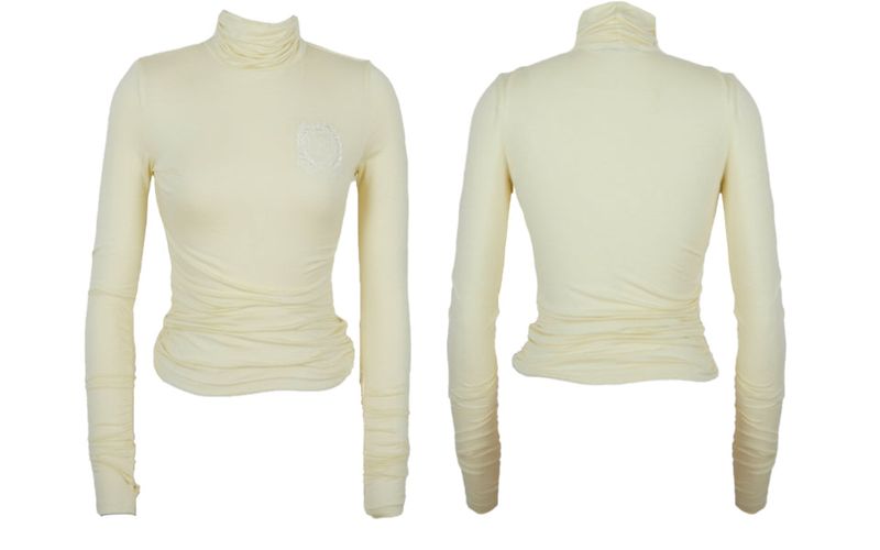UNIVERSITY LOGO EMBROIDERY SHIRRING TURTLE NECK