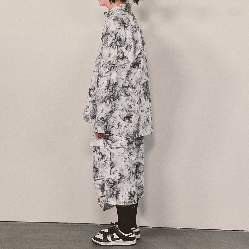 tiedye capri cargo shorts_white