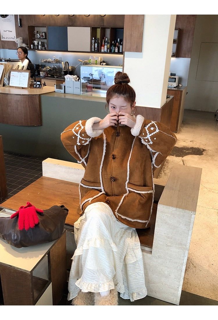 Camel suede oversized fit coat
