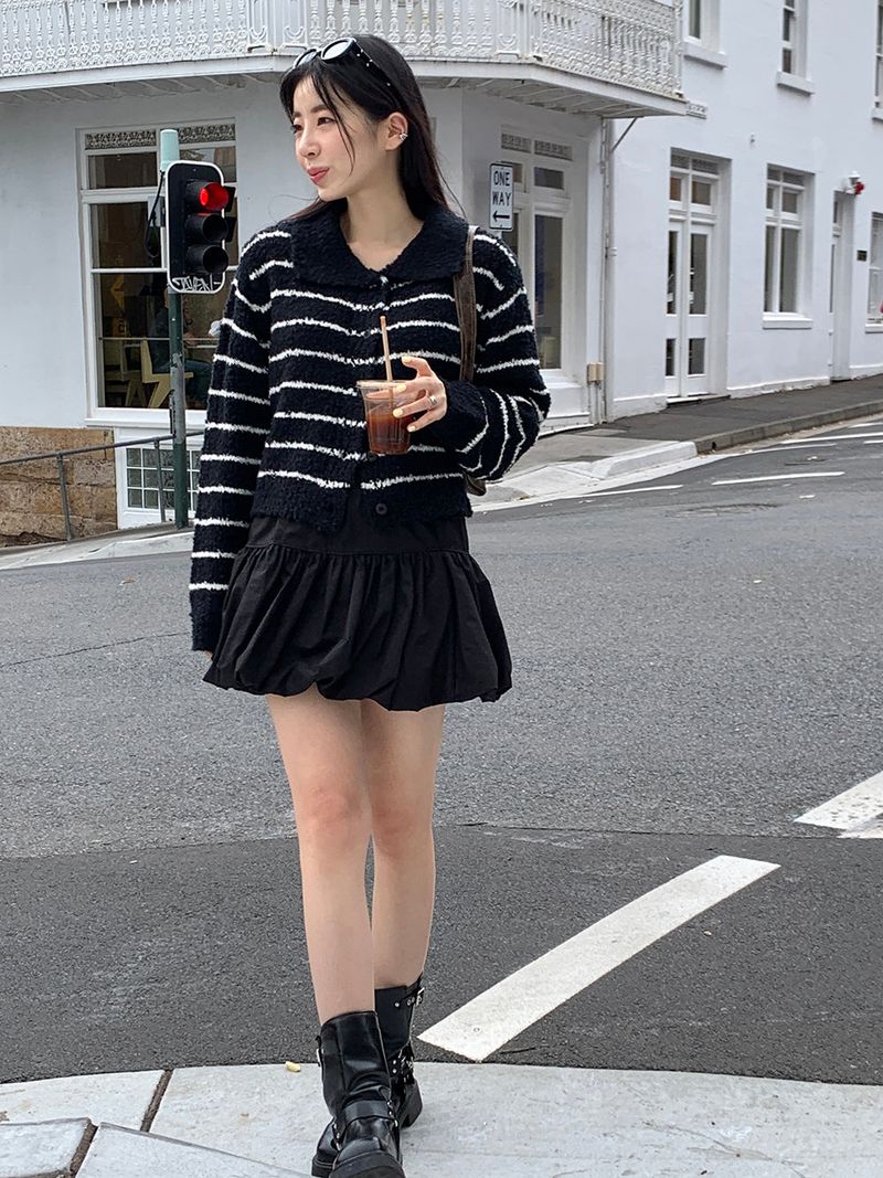 Clang wool striped cardigan