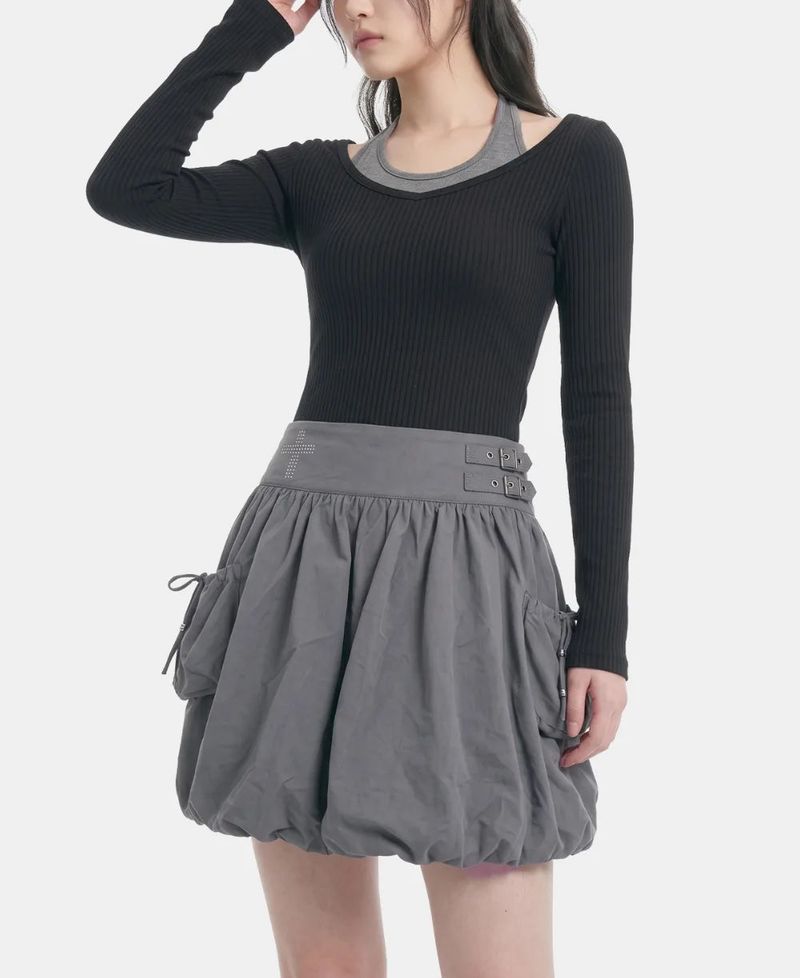 Cross Stud Cargo Balloon Skirt