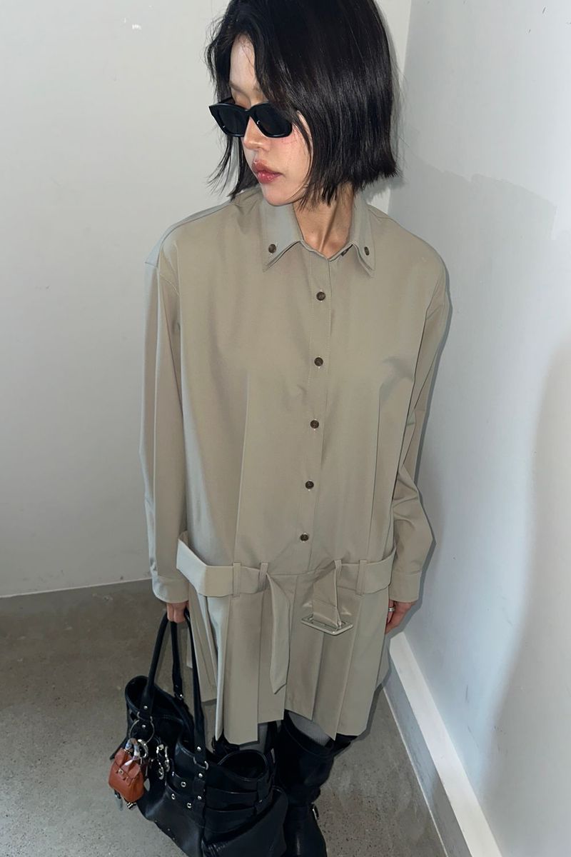 Loventina(ラヴェンティナ)の「NEW LOW PLEATS DRESS_KHAKI GRAY(Dresses)」