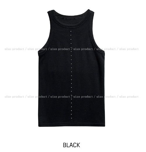 Front stud ribbed sleeveless