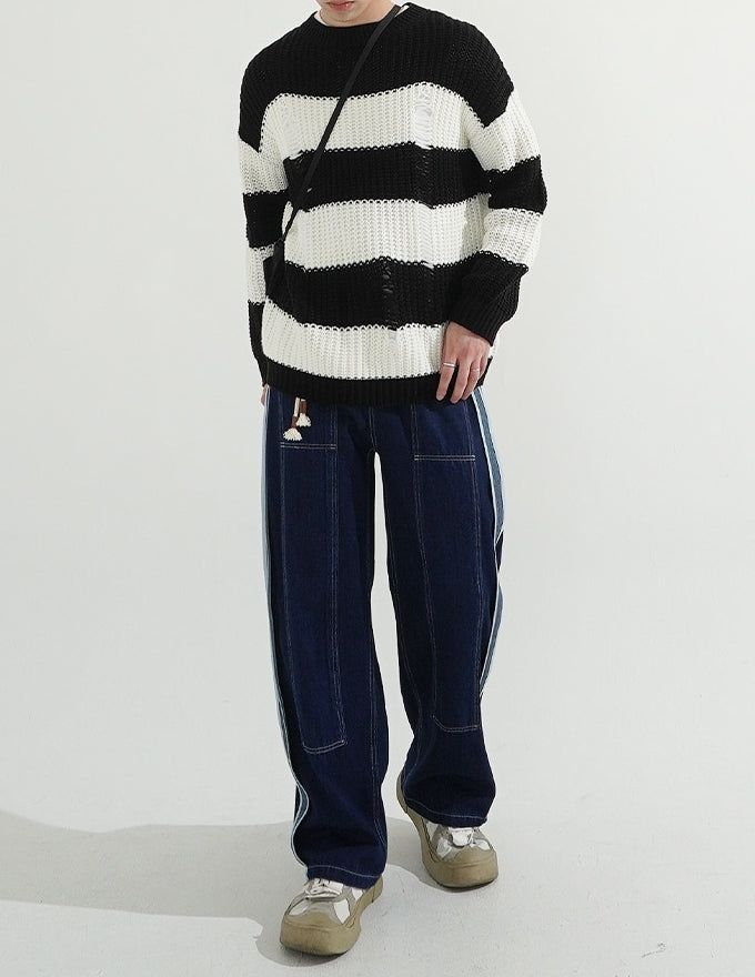 [BELT SET] Rope Line Denim Pants