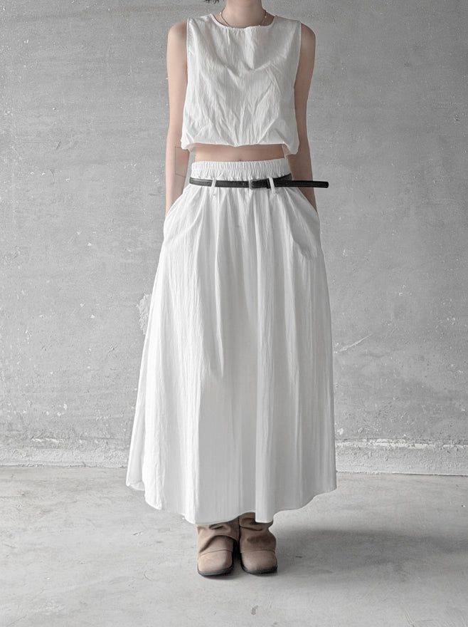Cloud Nylon Belted Skirt