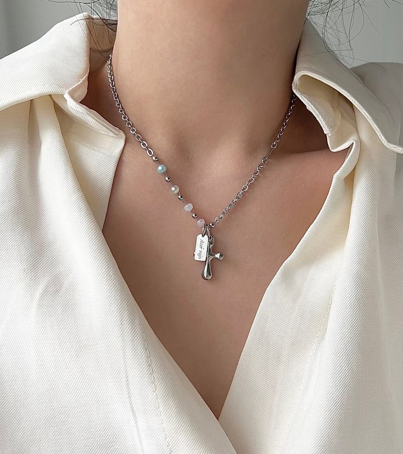 Acer rojo(アセルロジョ)の「pit Pastel beads cross unique bold layered necklace(Accessories)」
