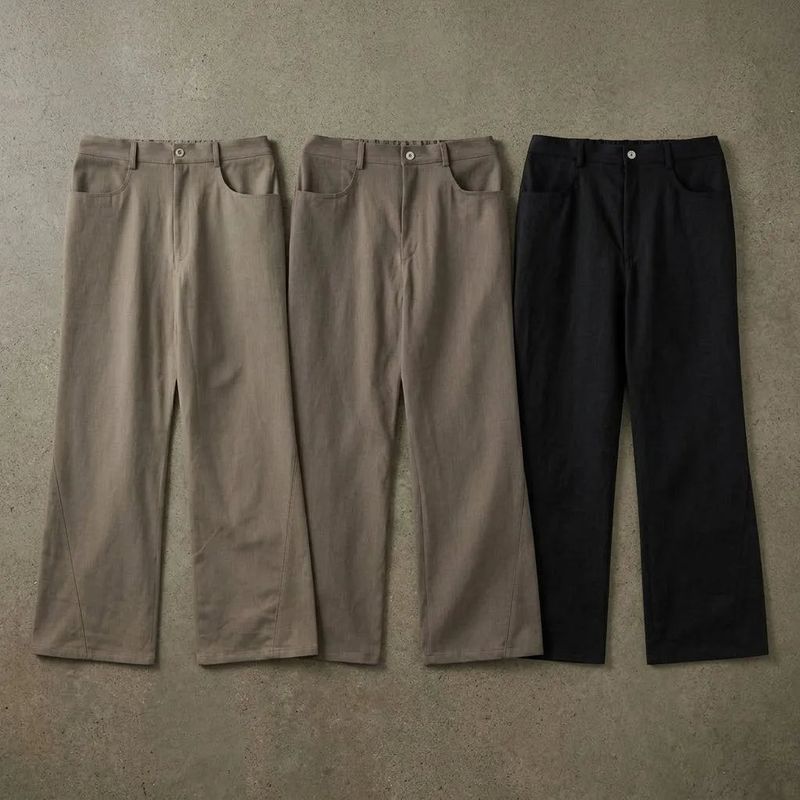 Ribbed Draped Wide Trousers