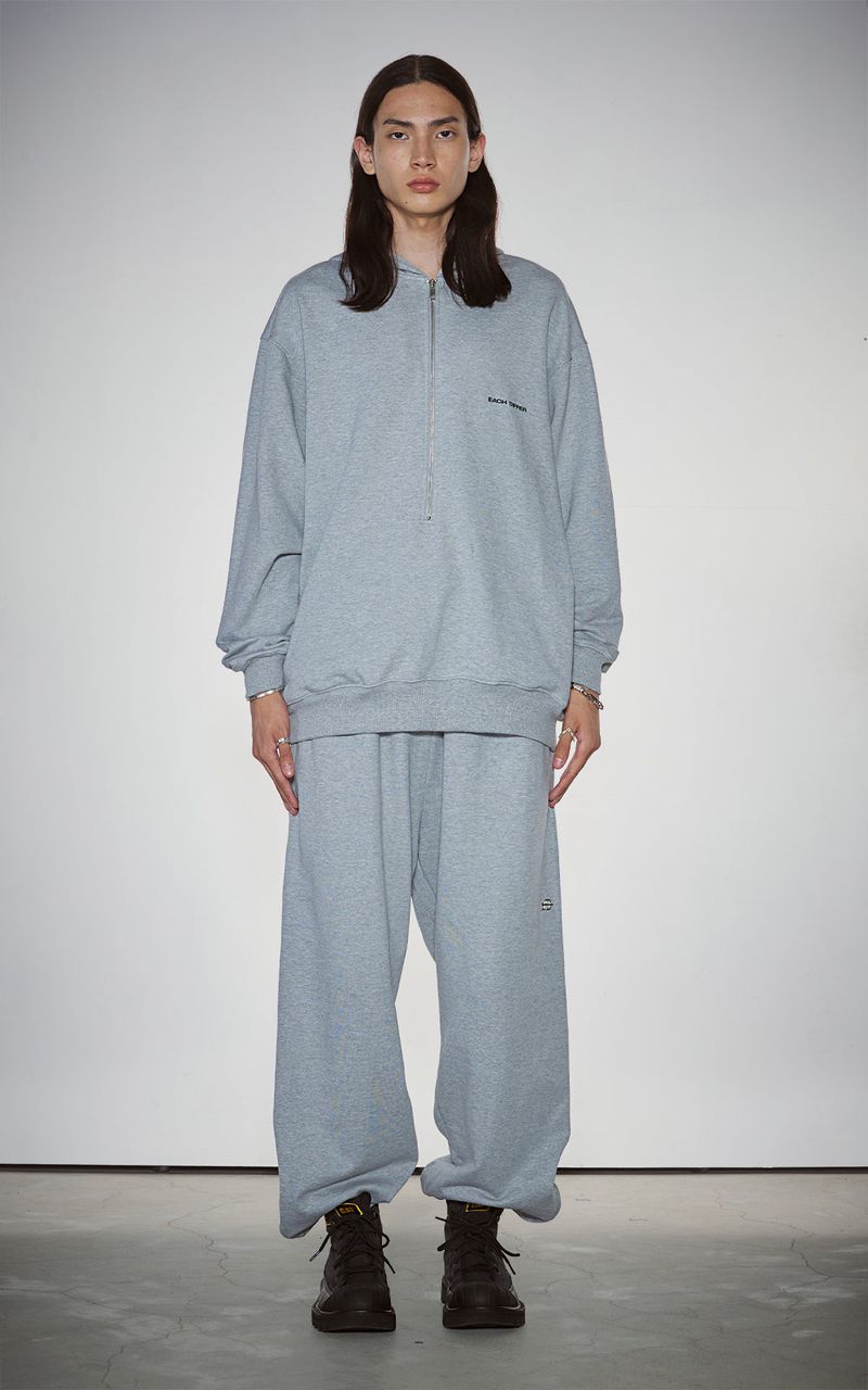 HAIF-ZIP HOODIE (LONG)_GRAY