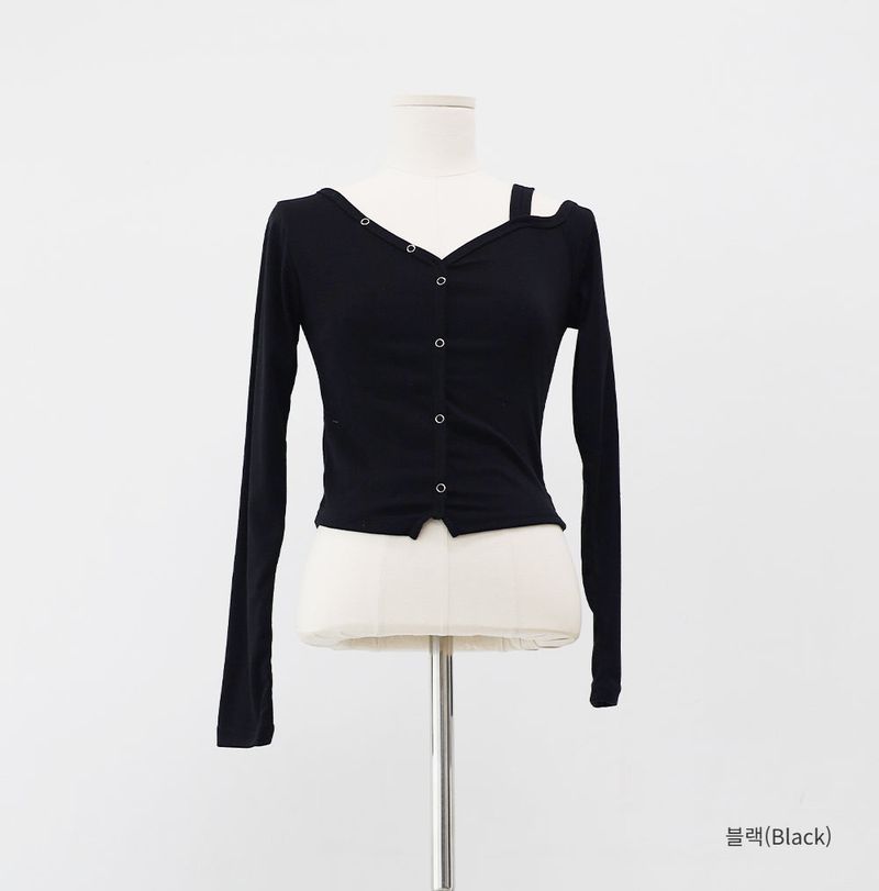 Lush Asymmetrical One-Shoulder Snap T-shirt
