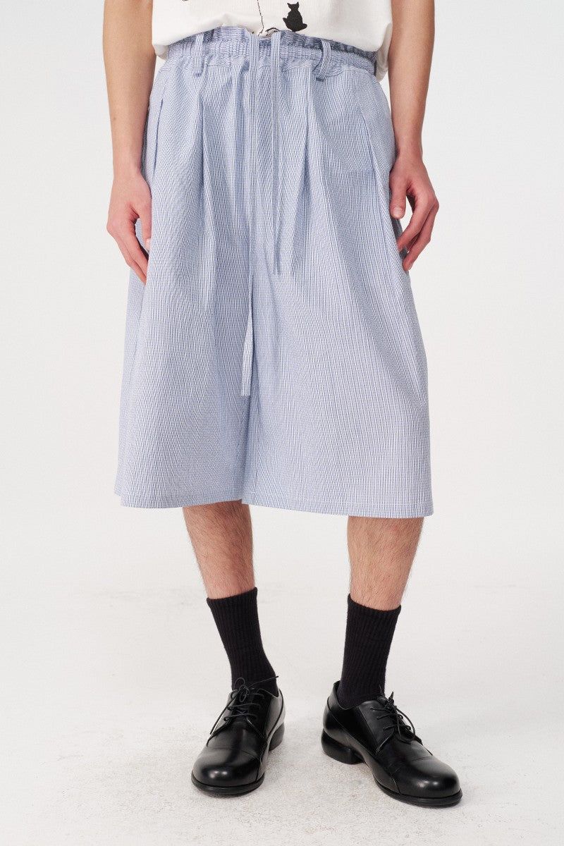 Plaid Pleated Capri Shorts