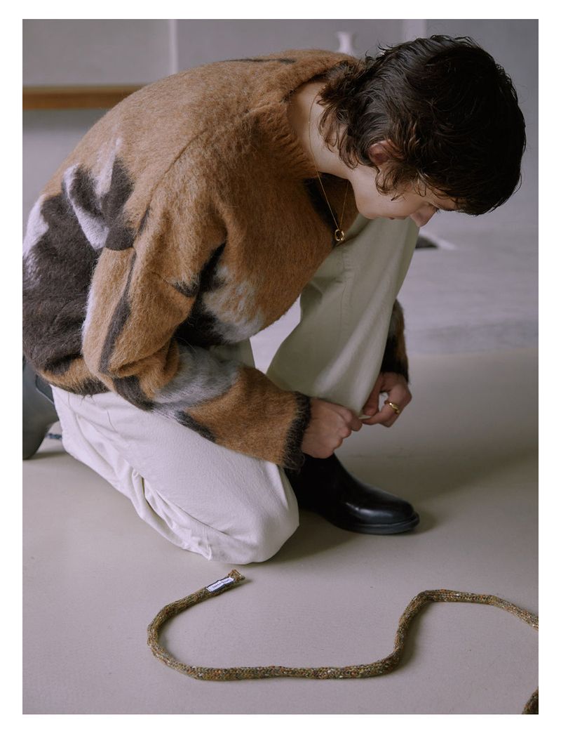 Skinny Knit Scarf (Brown)