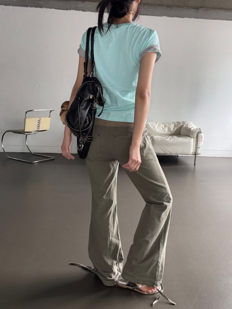 Rizley Elastic Waist Cotton Bootcut Pants 2color