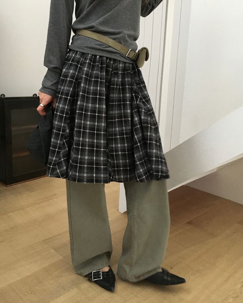 [ORIGINAL] Sco Check Layered Skirt