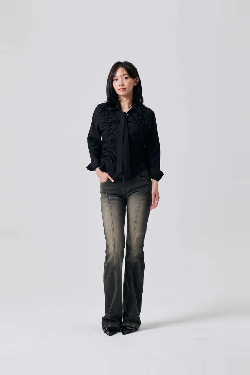 ELLA BOOTCUT DENIM PANTS / BLACK