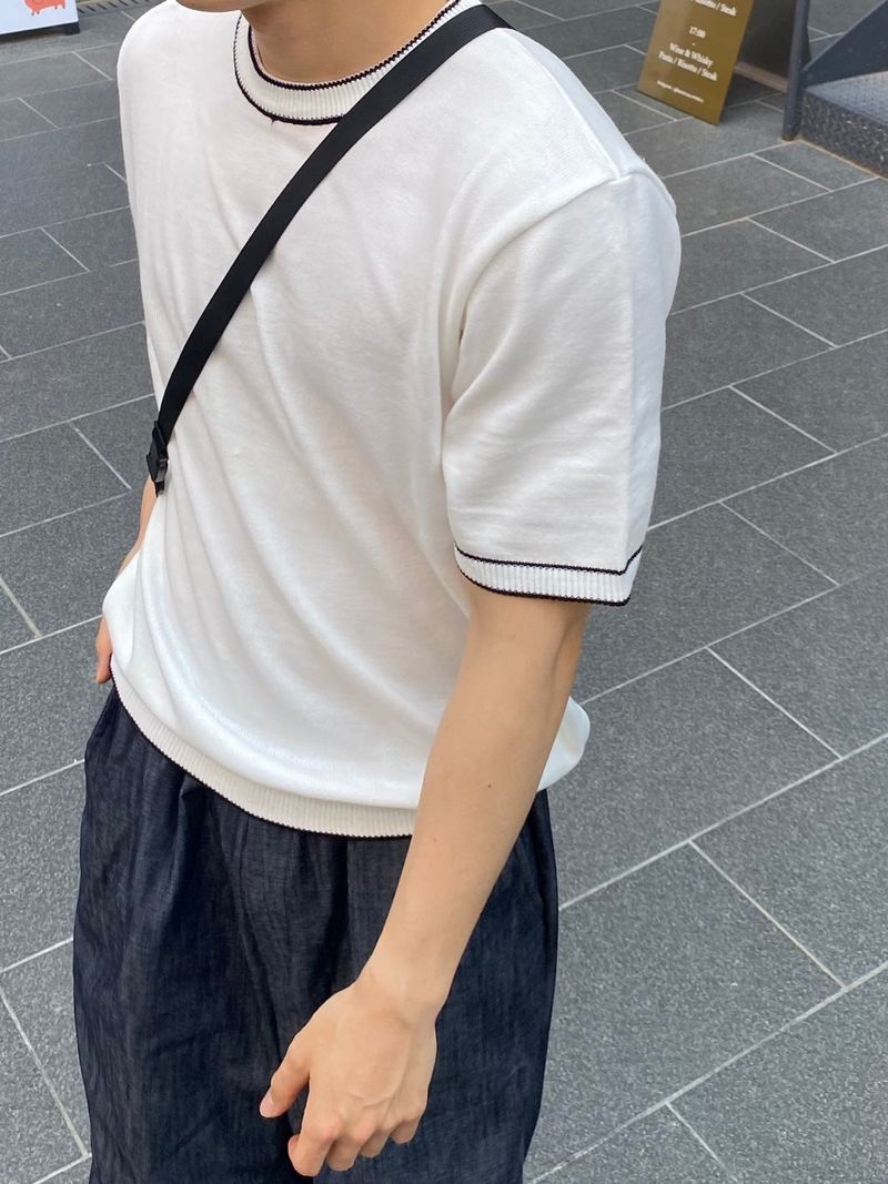 Color linen short sleeve knit 4C