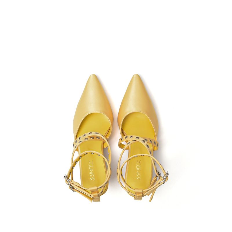 Satin Strap Stiletto Heel(Yellow)