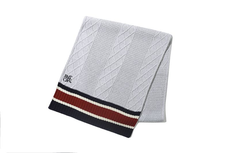 CABLE KNIT LOGO MUFFLER_LIGHT GREY