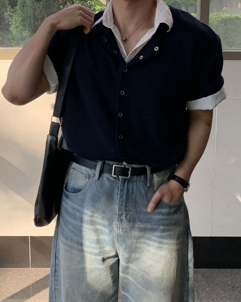 Mensfloor(メンズフロア)の「Rico Short Sleeve Knit Cardigan(Tops)」
