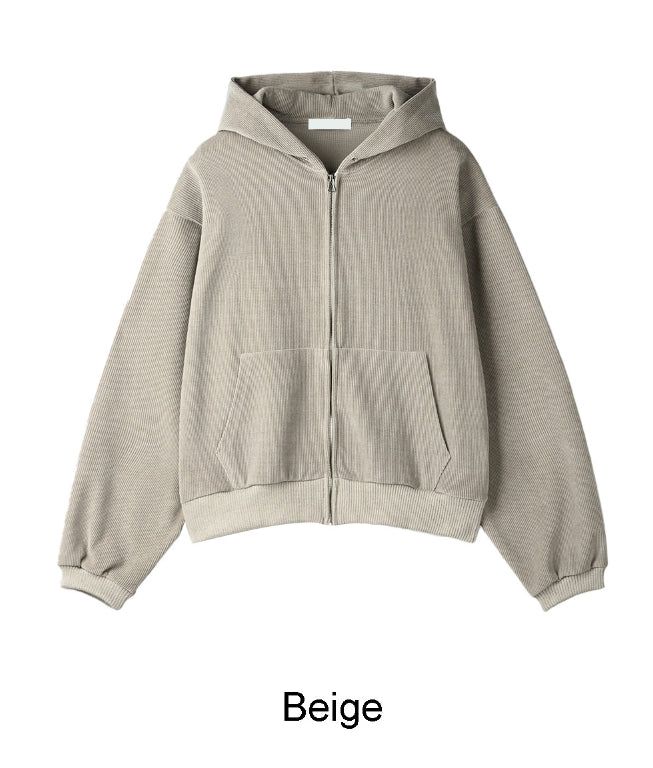 Lube Ribbed Crop Hood Zip-Up