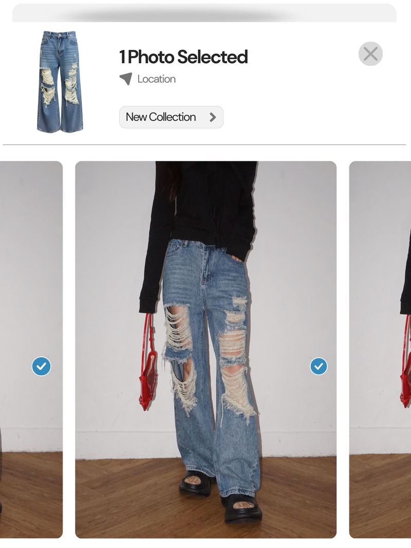 Vintage open wide denim pants