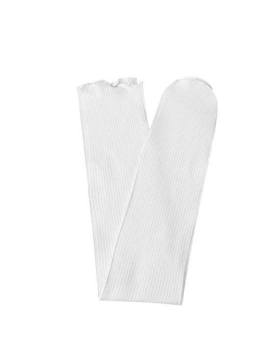 Ribbed Ruffle Line High Knee Socks