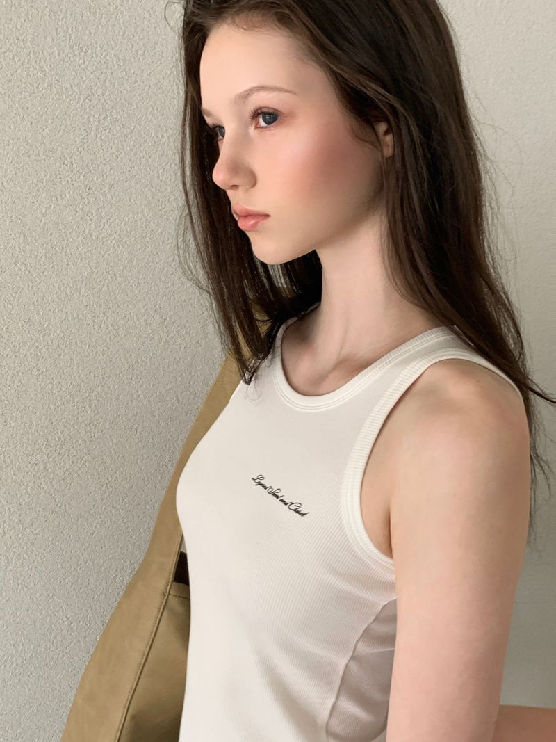 [ORIGINAL] Rocker Lettering Ribbed Sleeveless