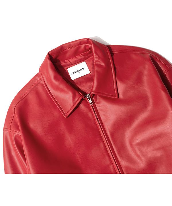LB Synthetic Leather Single Jacket (Red)