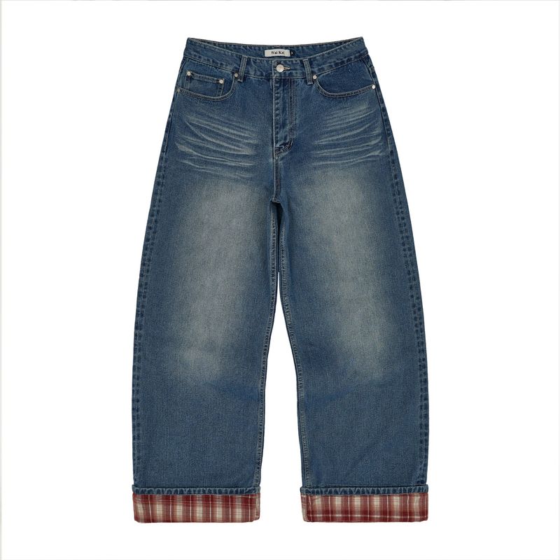 Check Applique Roll Up Pants