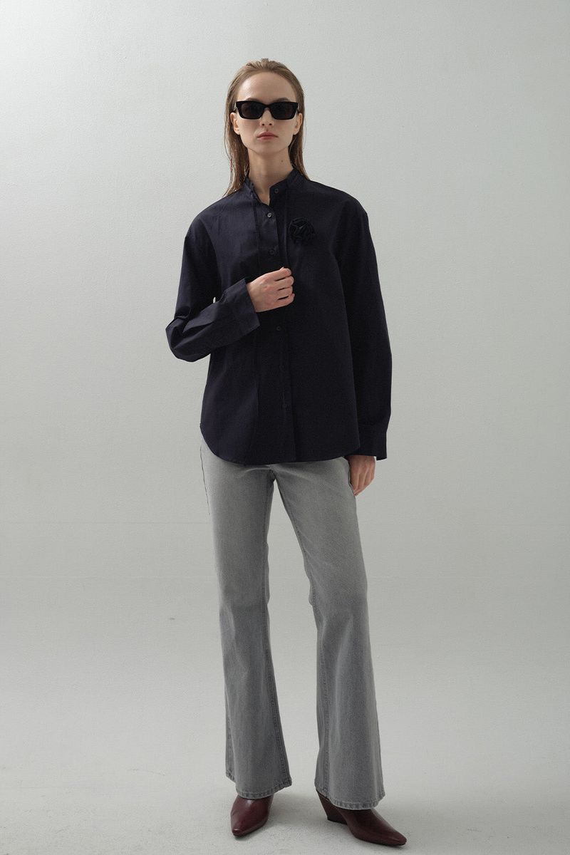 Brooch Convertible Shirt_Navy