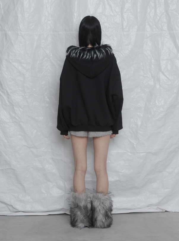 [mnem] Soft Fur Mini Shorts (gray)
