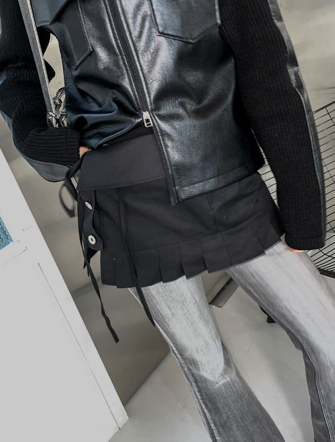 [LANARCH] ノーブルレザーポケットフーデッドジップアップ