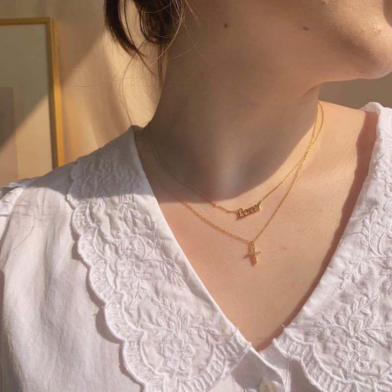 1990's Lover and Cross Necklace