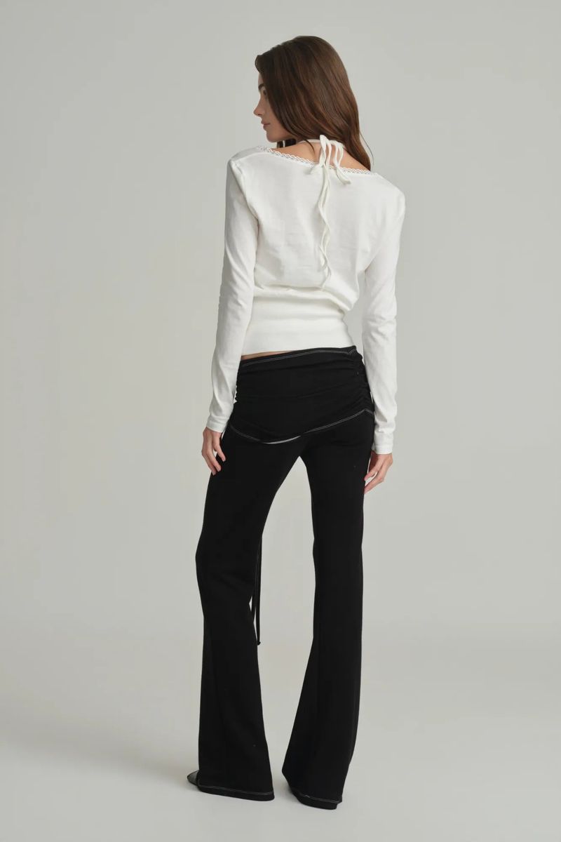 Ballet studio flare line pants, Black
