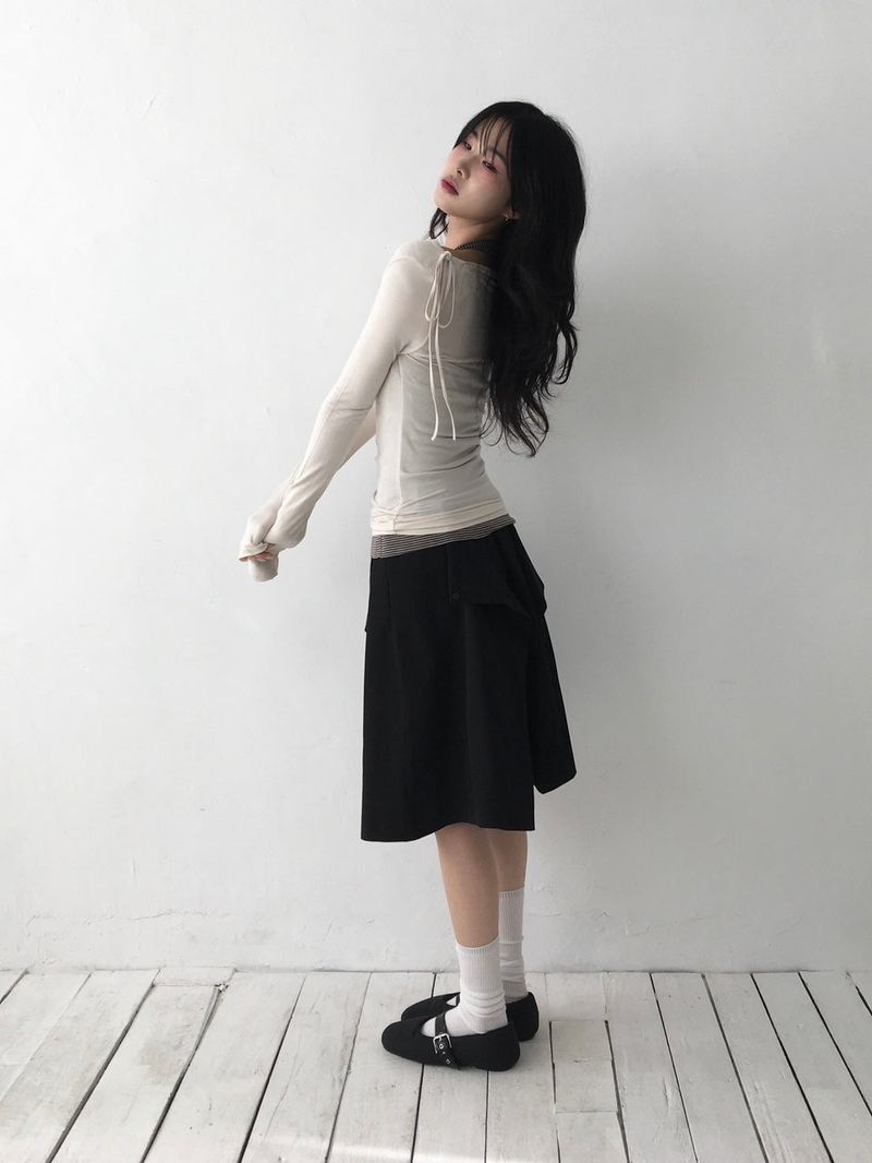 リボンドレープTシャツ
