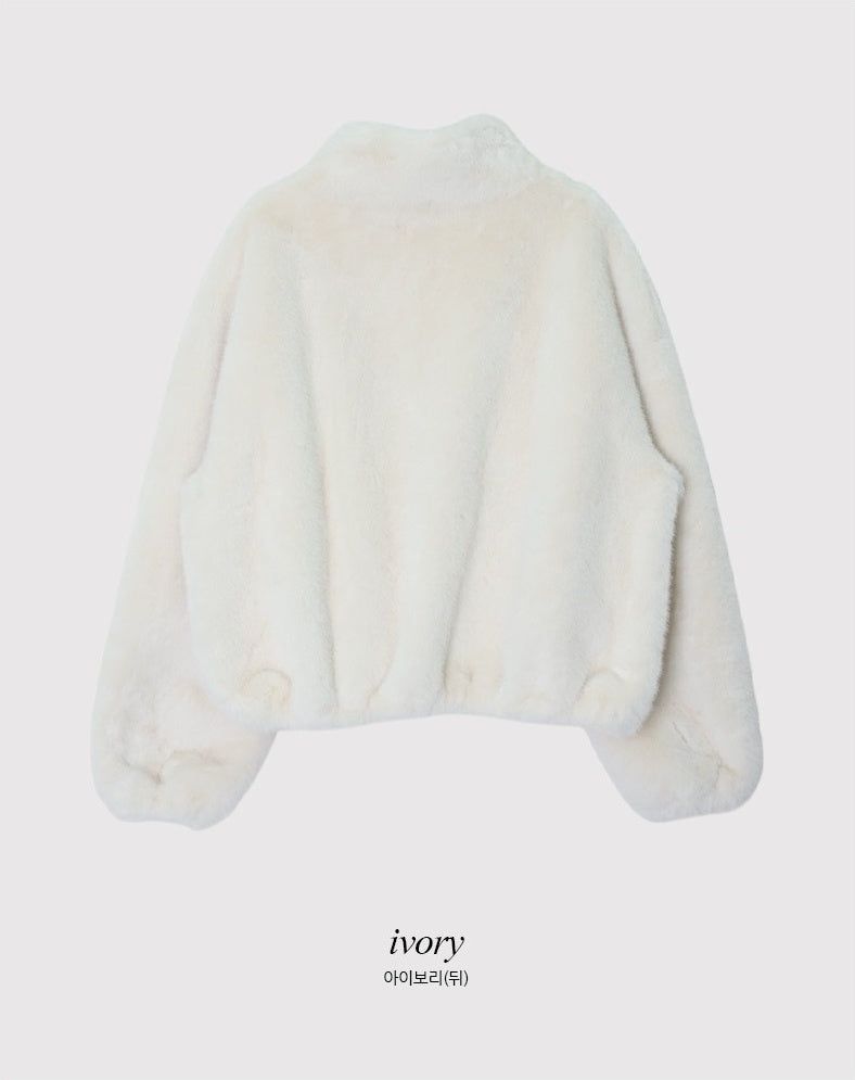 #Elegant Hairy Crop Zip-up Fur Jacket (2color)