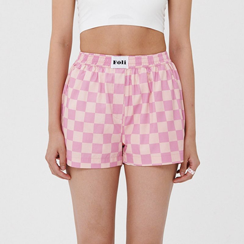Foli(フォリー)の「(W) Pink Grid PJ Shorts(Pants)」