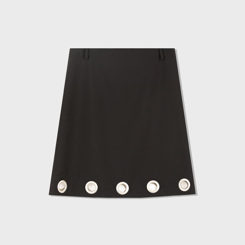 EYELET MIDI SKIRT (BLACK)