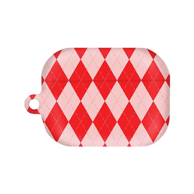 (Red) Christmas Argyle Check AirPods Case