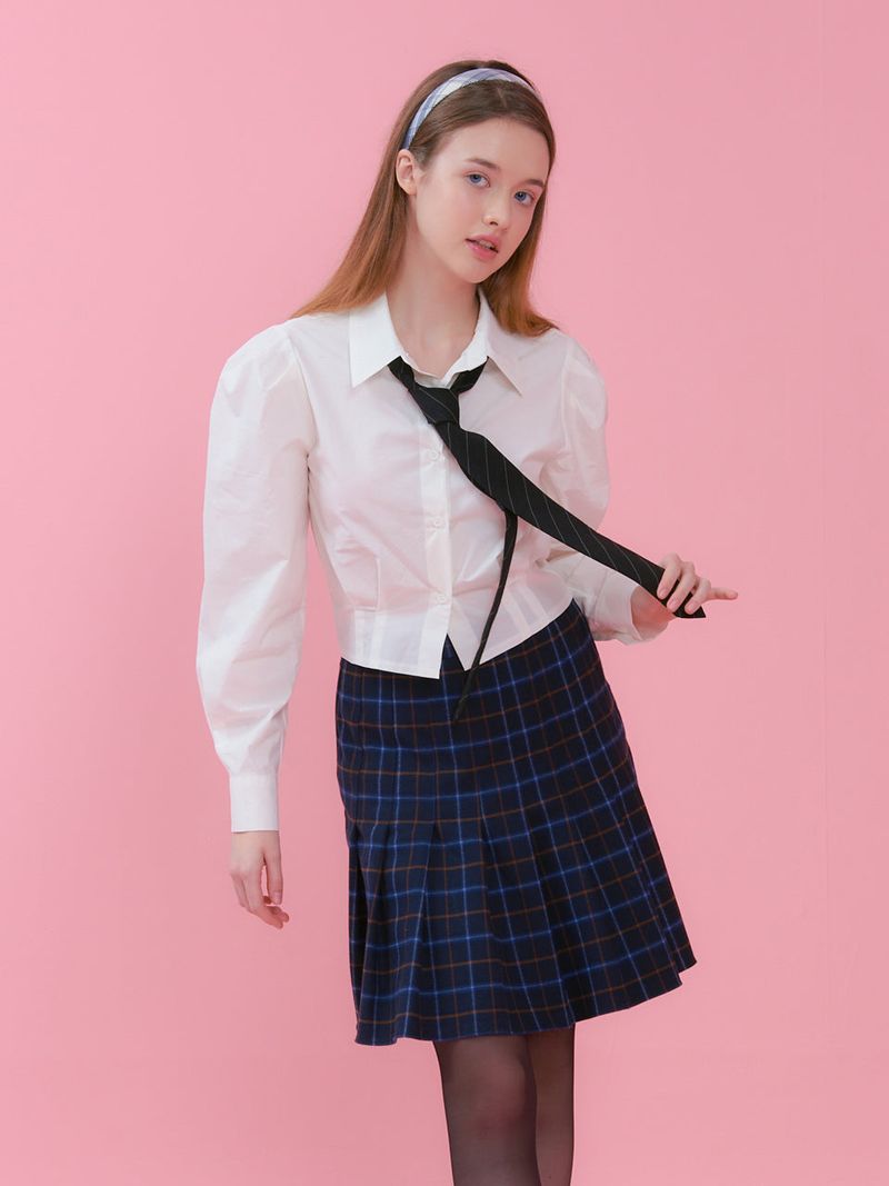 CROP PUFF BLOUSE_WHITE