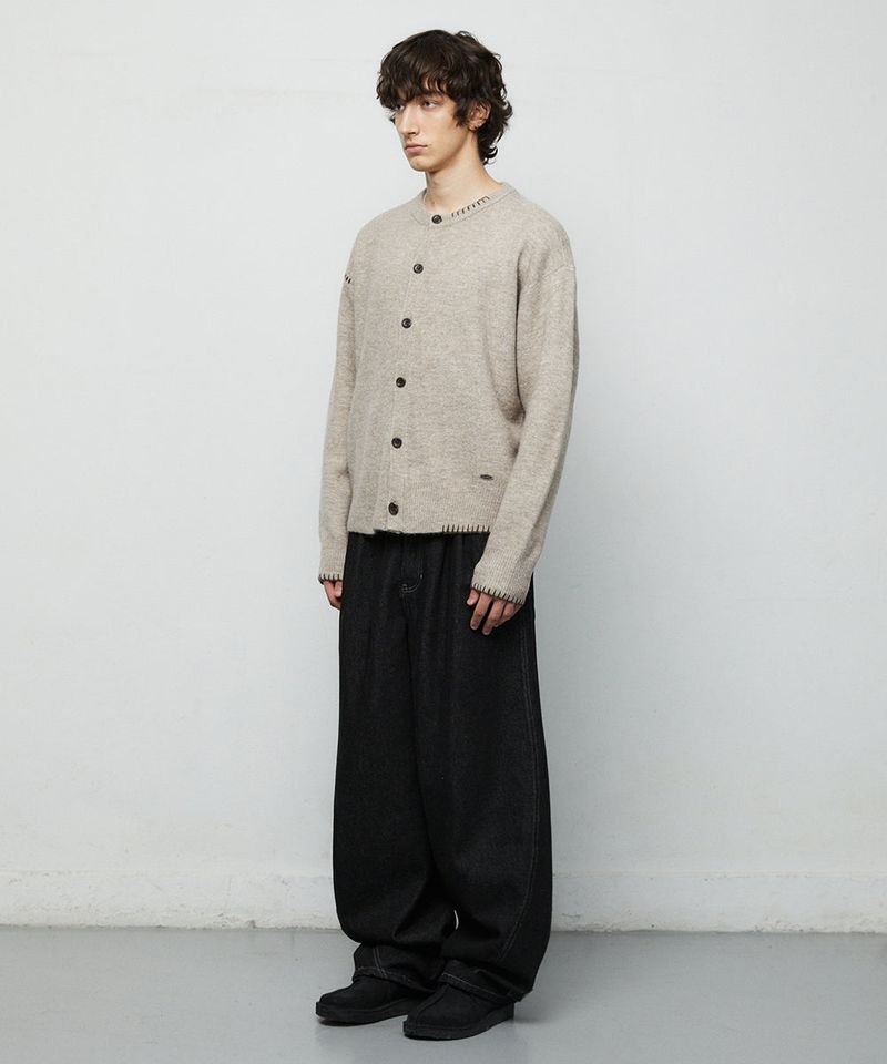 ROUND BUTTON UP CROP CARDIGAN_BEIGE