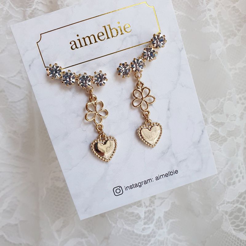 Flower Heart Wing Earring