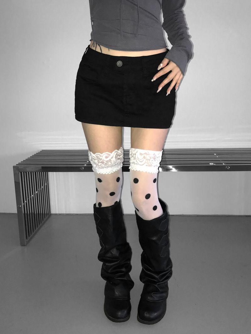 Polkadot lace stoking(2 color)