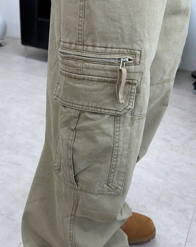 Liev Washed Zipper Cargo Pants