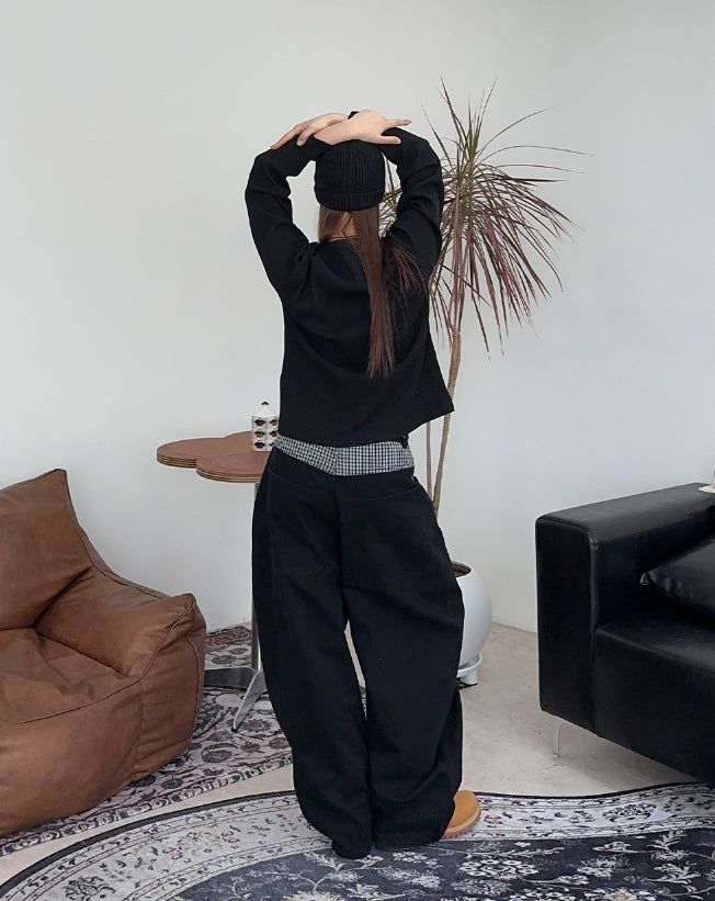 Renid Waffle Zipper Long Sleeve Tee