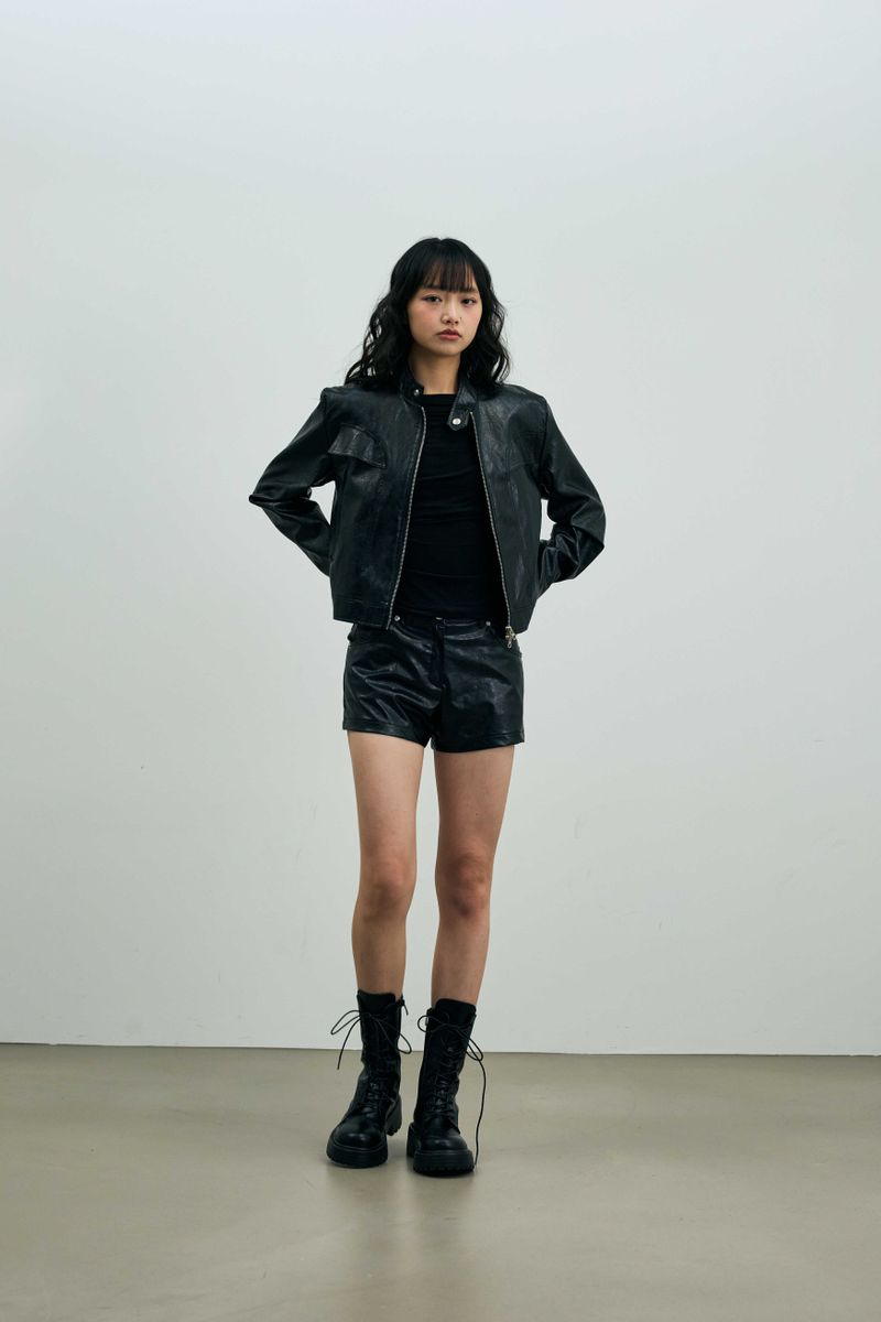 CLARI FAUX LEATHER JACKET / BLACK